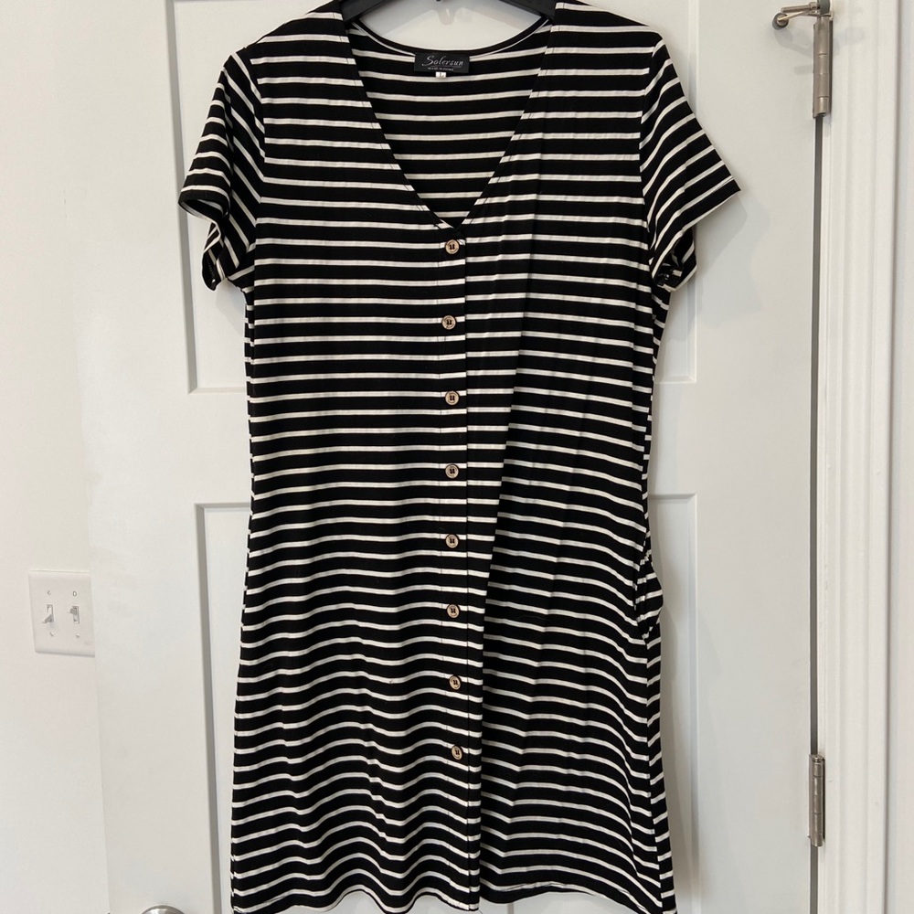 Striped TShirt Dress with pockets, size L